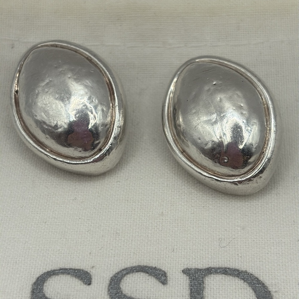 Simon Sebbag Gleaming Sterling Silver 925 Oval Clip On Earrings
